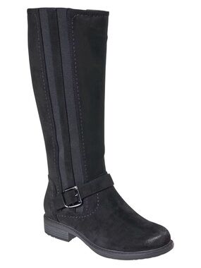 NWOT Black Buckle Wide Calf Riding Boots